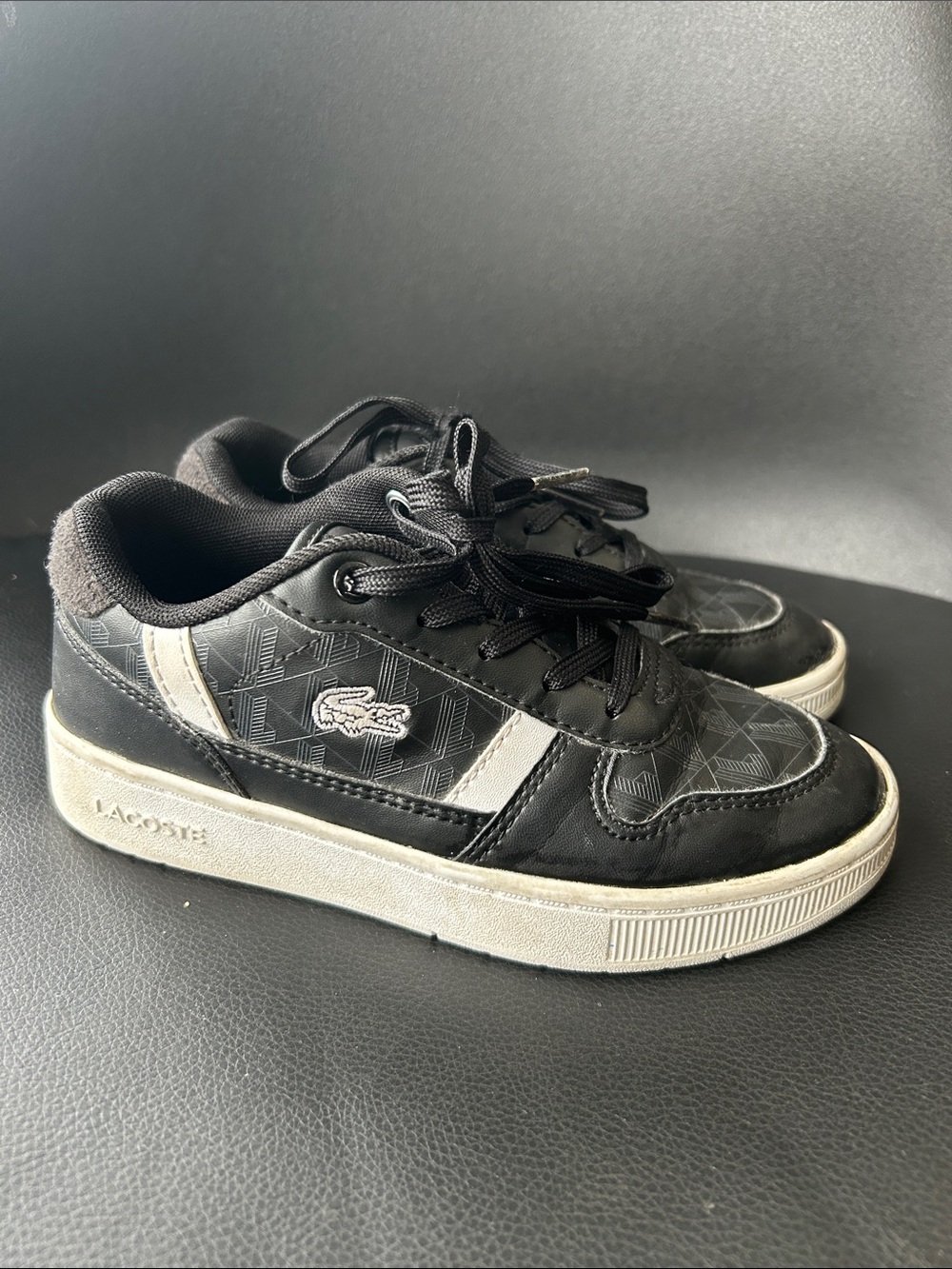 Lacoste T-Clip Toddler Black & White Low-Top Sneakers - Monogram size 13